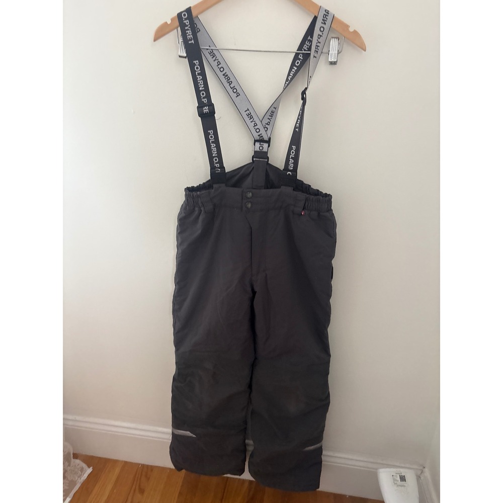 Polarn O. Pyret Kids Gray Snow Pants Suspenders Size 152 11-12Y Ski Salopettes